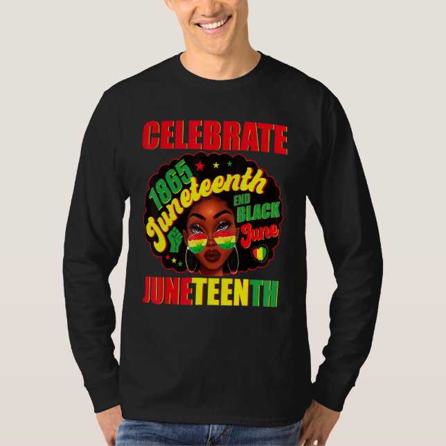 Camiseta Celebrar Juneteeth 1865 Orgullo de historia negra  (Anverso)