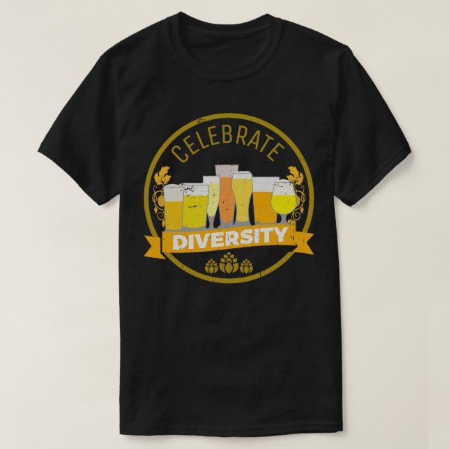 Camiseta Celebrar la diversidad de cervezas sabor a cerveza (Diseño del anverso)