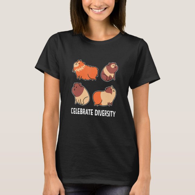 Camiseta Celebrar la diversidad de Guinea Mascota Cavy Anim (Anverso)