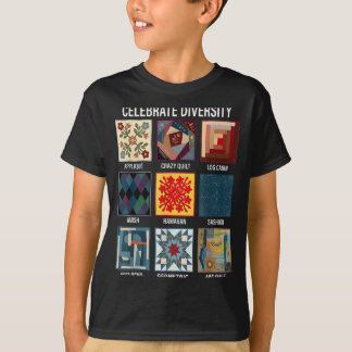 Camiseta Celebrar la diversidad de la manualidad de patchwo