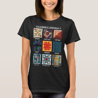 Camiseta Celebrar la diversidad de la manualidad de patchwo