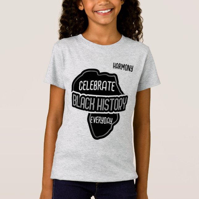 Camiseta Celebrar la historia NEGRA todos los días (Anverso)