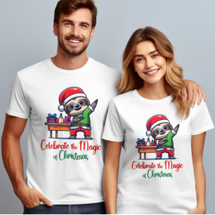 Camiseta Celebrar la magia de los Navidades Santa Sloths