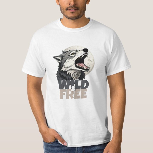 Camiseta Celebrar la vida salvaje con el arte del lobo (Anverso)