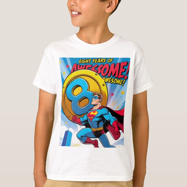 Camiseta celebrar tu octavo cumpleaños con superman (Anverso)
