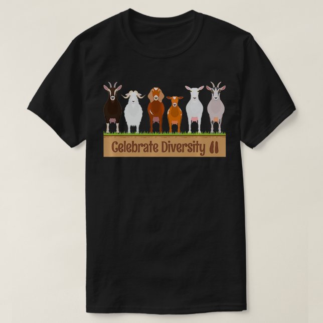 Camiseta Celebrate Diversity Pet Funny Goats s for Goat Lov (Diseño del anverso)