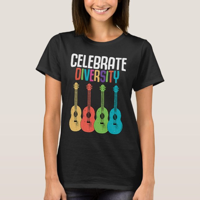Camiseta Celebrate Diversity  Ukulele Player Music  Graphic (Anverso)