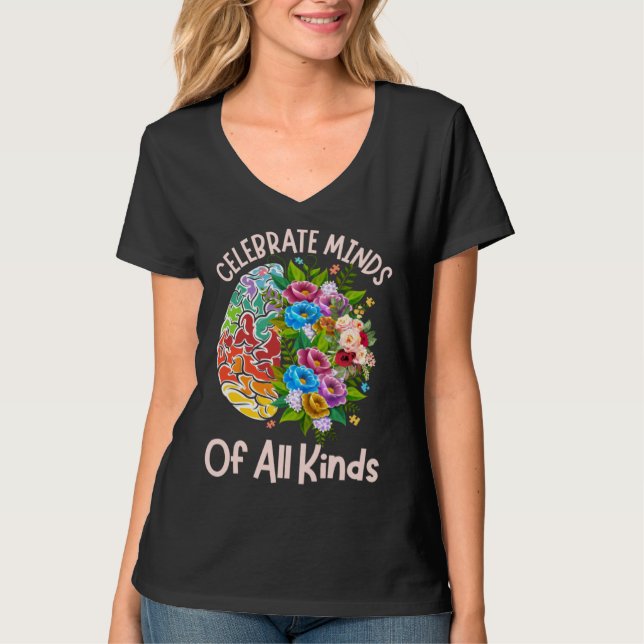 Camiseta Celebrate Minds Of All Kinds Neurodiversity Autism (Anverso)