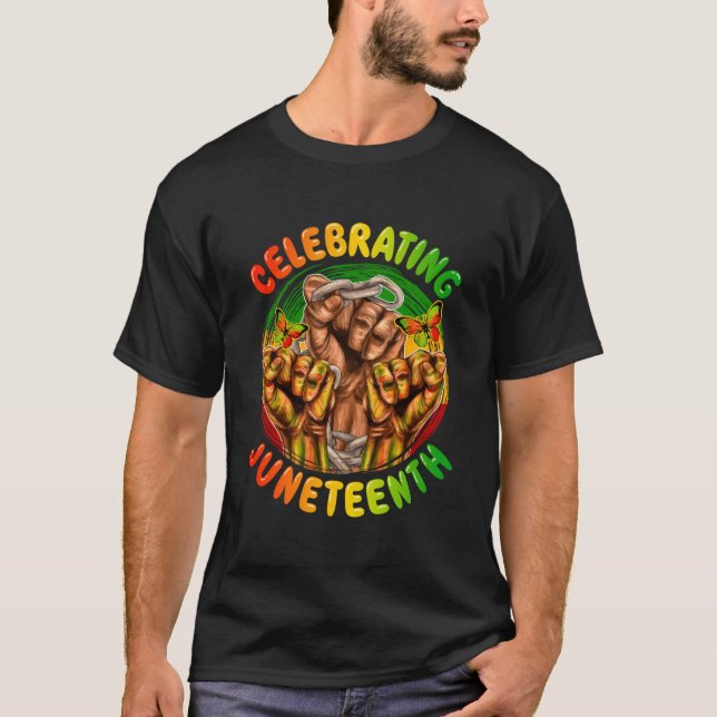 Camiseta Celebrating Junenth Leopard Black African American (Anverso)