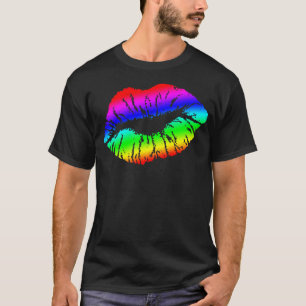 Camiseta ¡Celebre la impresión de los labios del arco iris