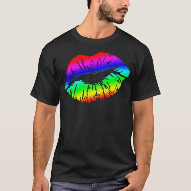 Camiseta ¡Celebre la impresión de los labios del arco iris (Anverso)