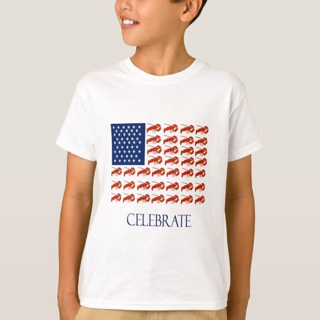 Camiseta Celebre la langosta de la bandera americana (Anverso)
