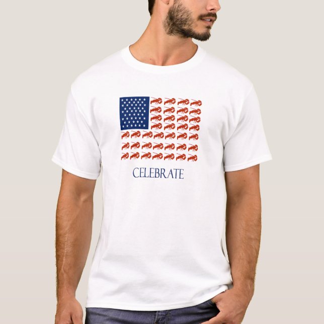 Camiseta Celebre la langosta de la bandera americana (Anverso)
