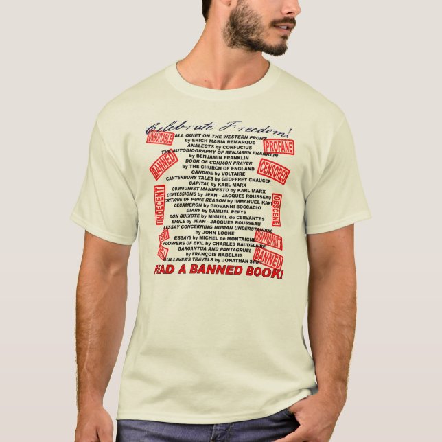 Camiseta ¡Celebre la libertad!  ¡Lea un libro PROHIBIDO! (Anverso)