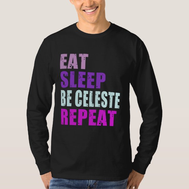 Camiseta Celeste Eat Sleep Be Repeat Celeste (Anverso)