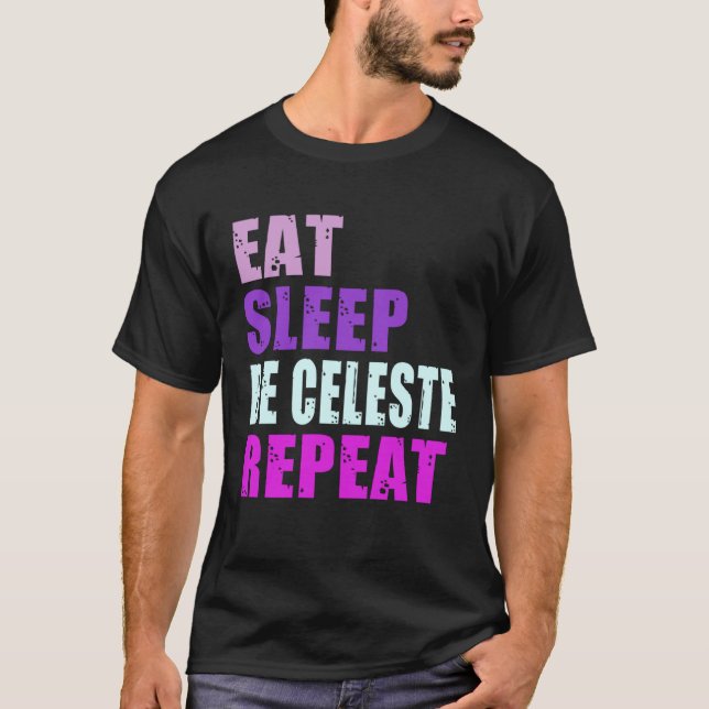 Camiseta Celeste Eat Sleep Be Repeat Celeste (Anverso)