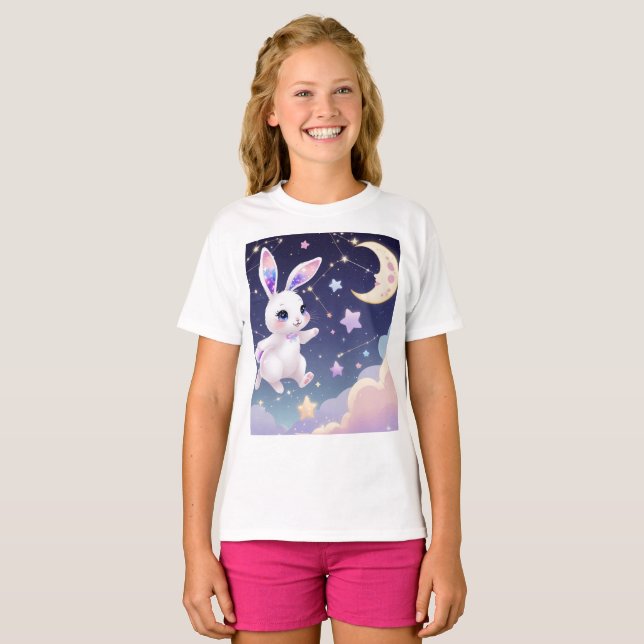 Camiseta Celestial Bunny T-Shirt – Kawaii Pastel Star Hoppe (Anverso completo)