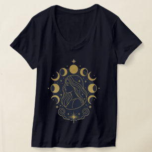 Camiseta celestial de diosa luna y estrellas para