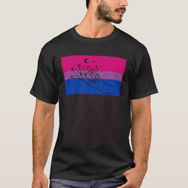 Camiseta Celestial Moon Bisexual Pride Flag Crystal Collect (Anverso)