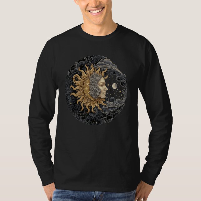 Camiseta Celestial Space Sun Moon Boho Luna Solar Astronomy (Anverso)