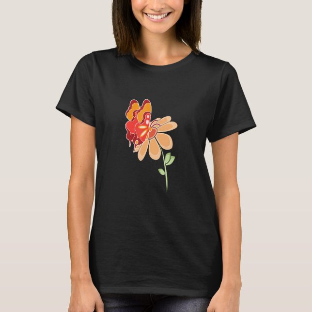 Camiseta Celestial Tropics Orange Butterfly And Daisy (Anverso)