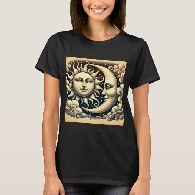 Camiseta Celestial Vintage Sol y Luna  (Anverso)