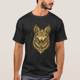 Camiseta Celestial Wolf Moon Halo Folk Art