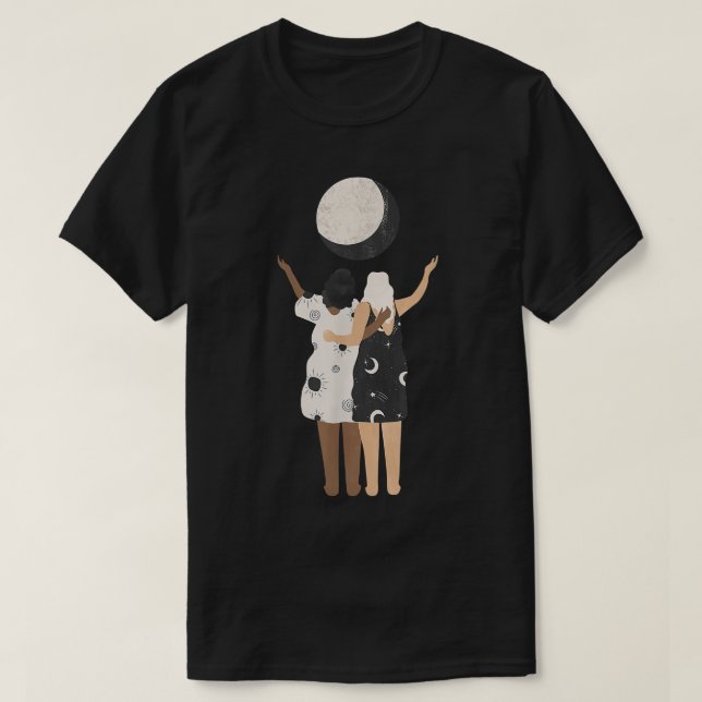 Camiseta Celestial Women Friends With Moon, Stars And Sun E (Diseño del anverso)