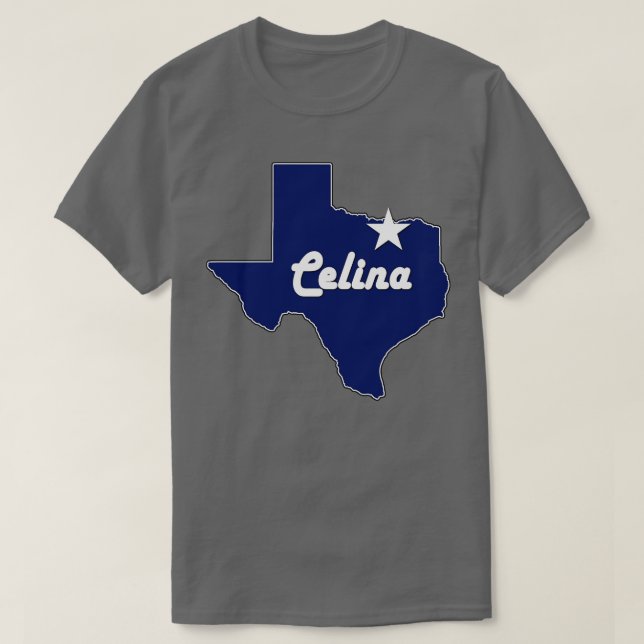 Camiseta Celina Texas Lone State Map TX City Naval Blue (Diseño del anverso)
