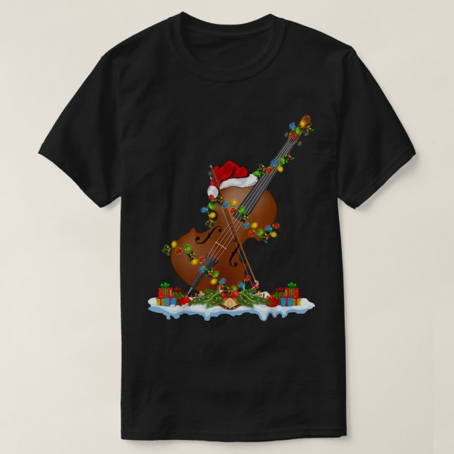 Camiseta Cello Cello Music Lover Xmas Encendiendo Santa Cel (Diseño del anverso)