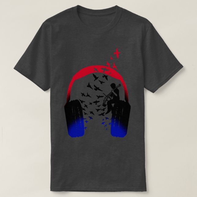 Camiseta Cello de música para auriculares (Diseño del anverso)