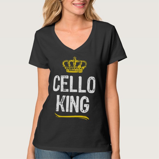 Camiseta Cello King Men Boys Player  Cool Cellist (Anverso)