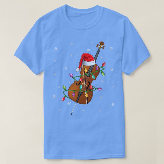 Camiseta Cello Music Lover Xmas enciende Santa Cello Christ (Diseño del anverso)