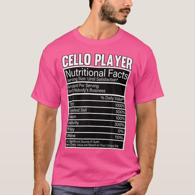 Camiseta Cello Player Cellist Hechos Nutritivos Clásicos O (Anverso)