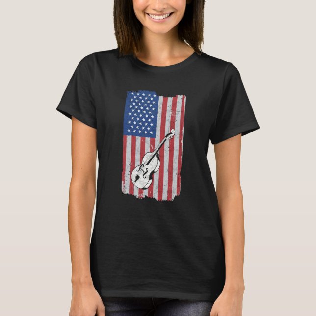 Camiseta Cello USA Flag Cello Player Cellist (Anverso)