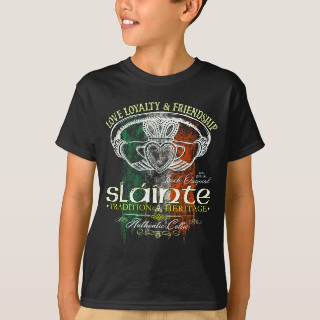 Camiseta Celtic Claddagh Slainte Nge Irish Flag St. Patrick (Anverso)