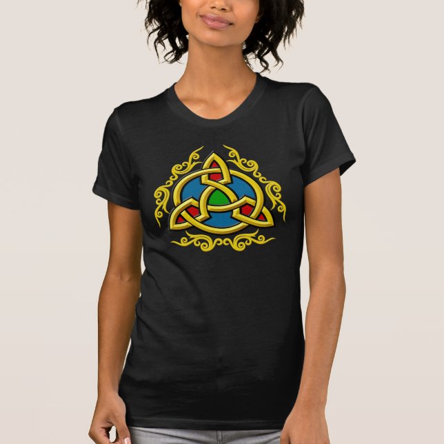 Camiseta céltica del "Tri Nudo" del oro (Anverso)