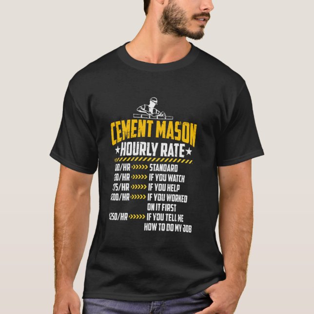 Camiseta Cement Mason Hourrate Funny Concrete Finisher L (Anverso)