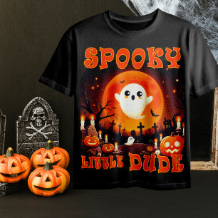 Camiseta Cementerio de Halloween con lindo Fantasma y luna 