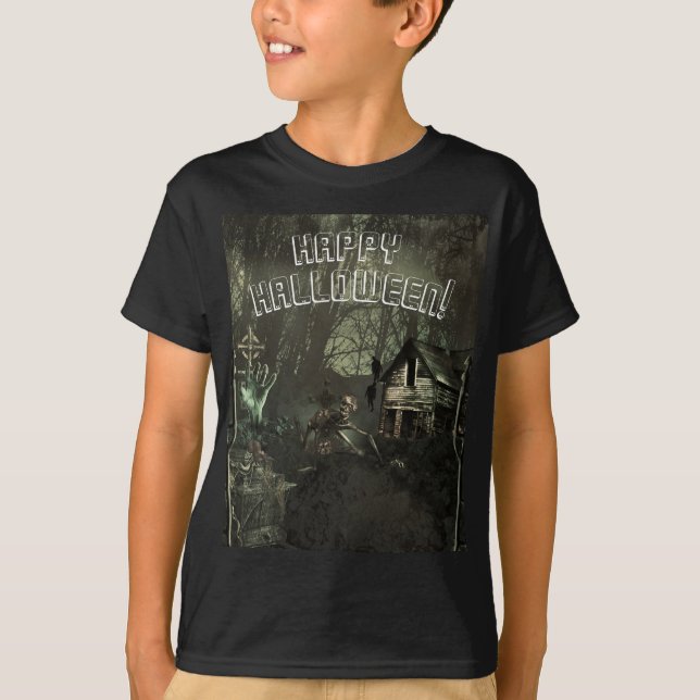 Camiseta Cementerio de Zombies Horror Terrorífico Halloween (Anverso)