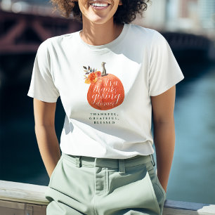 Camiseta Cena de Acción de Gracias Floral de calabaza naran
