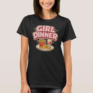 Camiseta Cena de chica linda placa de snack divertida amant