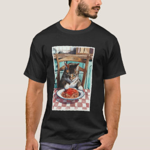 Camiseta Cena de espaguetis para amantes de los gatos Gráfi