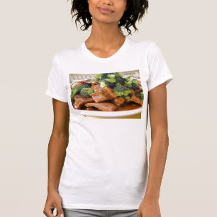 Camiseta Cena de la comida del bróculi de la carne de vaca