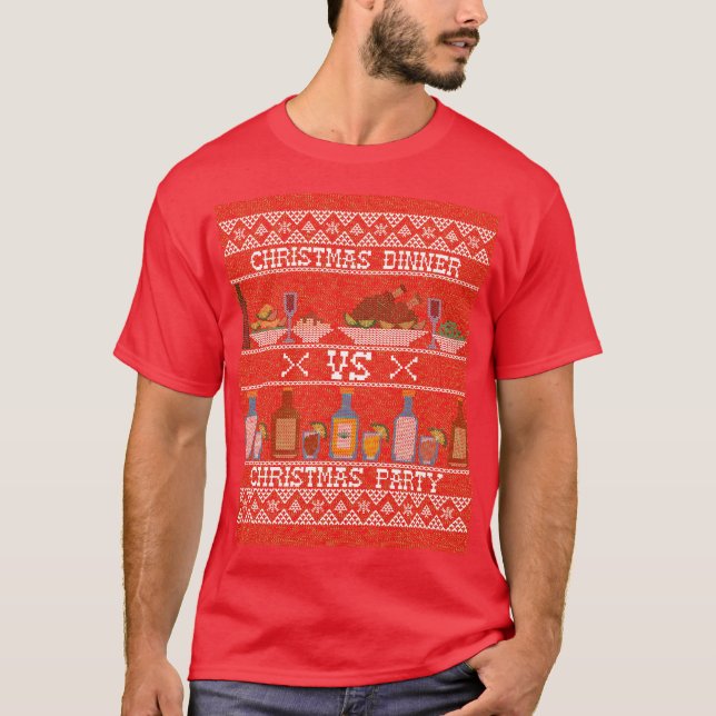 Camiseta Cena de Navidad vs fiesta de Navidad (Anverso)