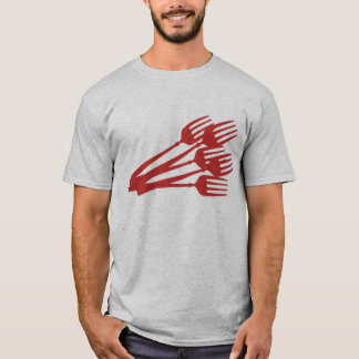 Camiseta cena roja de la consumición que cena la ropa de la