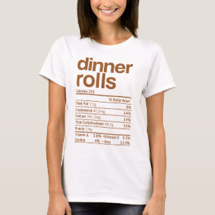 Camiseta Cena Rolls Nutrición Hechos Graciosos Acción de Gr