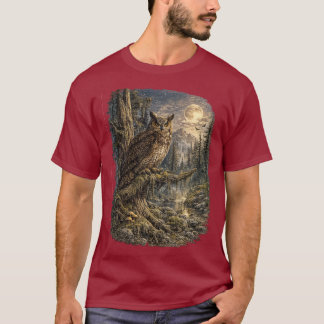 Camiseta Centinela a la luz de la luna – Búho cornudo vinta
