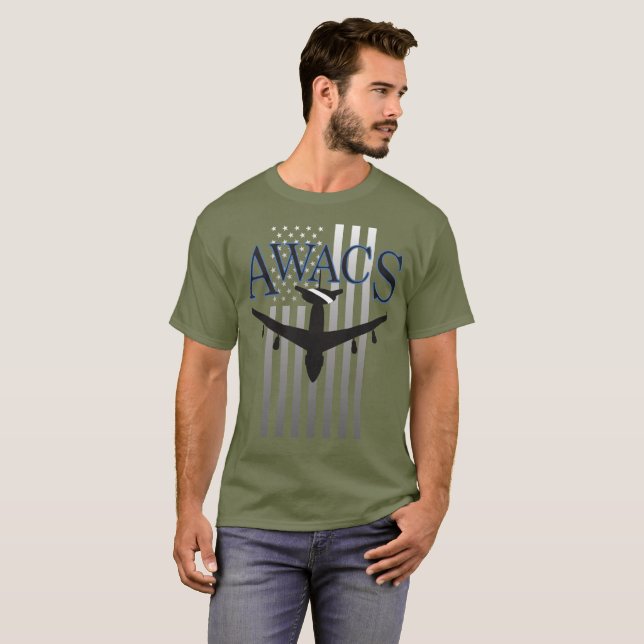 Camiseta Centinela del AWACS y bandera de los E.E.U.U. (Anverso completo)