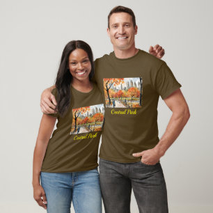 Camiseta Central Park, acuarelas, generadas por IA,